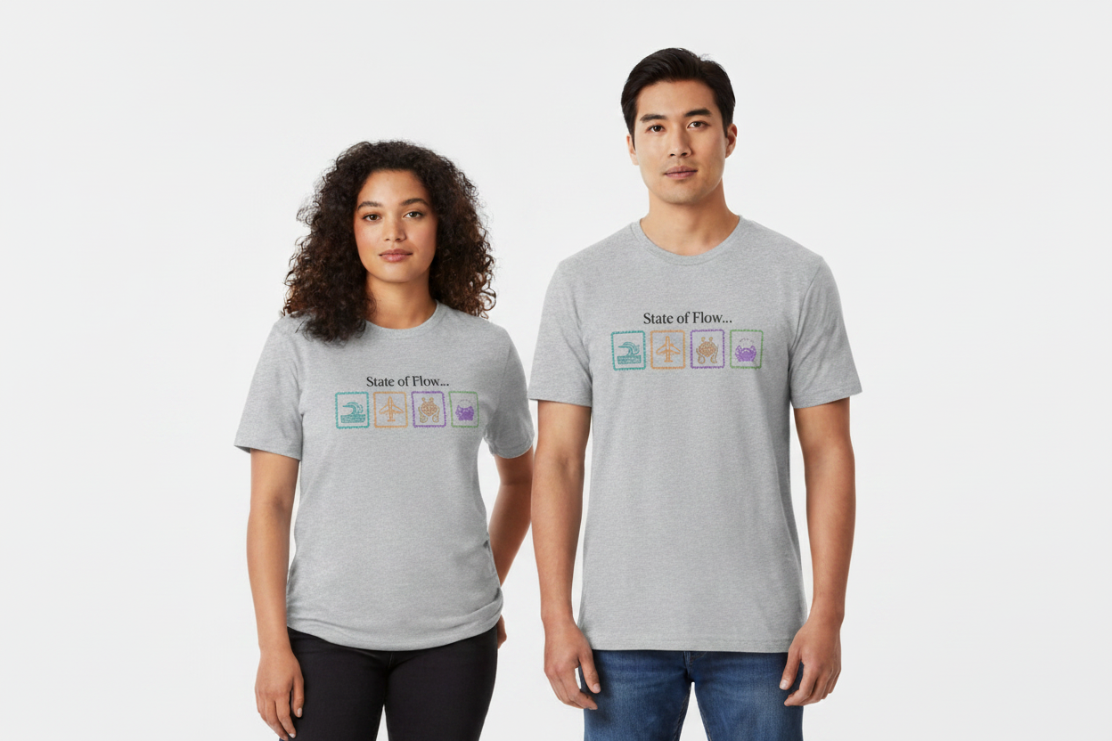 State of Flow Tee - Light Grey - Male and Female Models