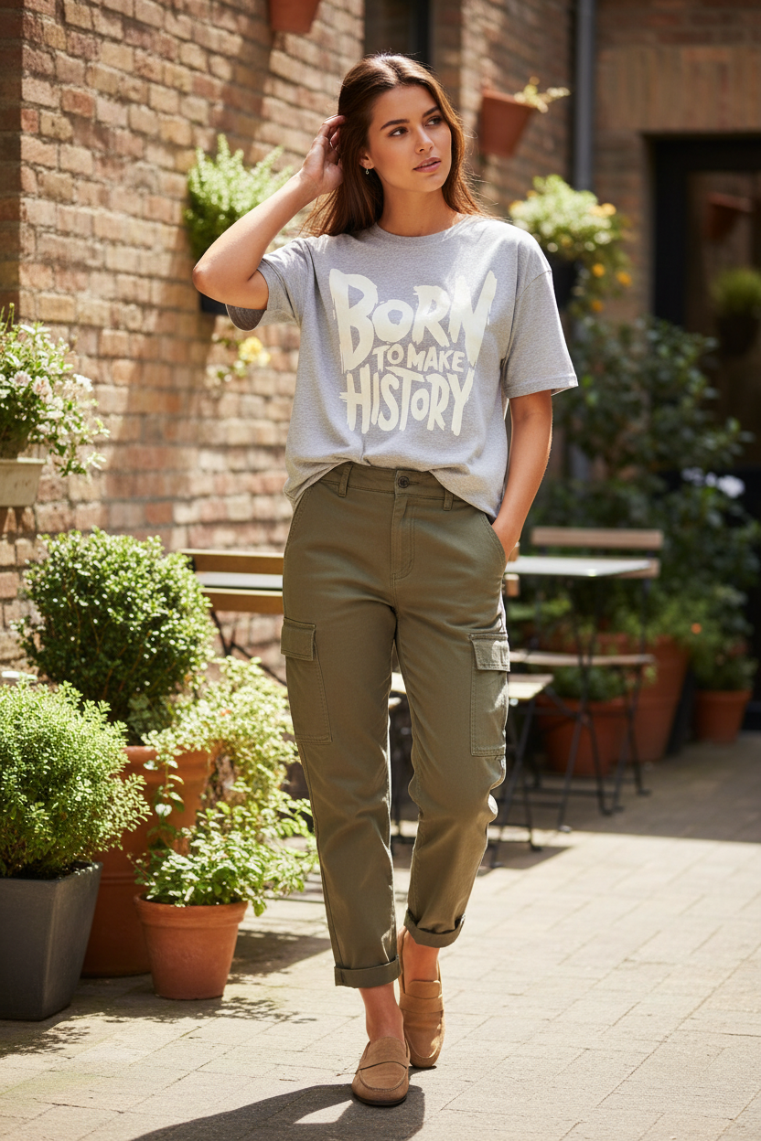 Born To Make History Women Tee - Light Grey