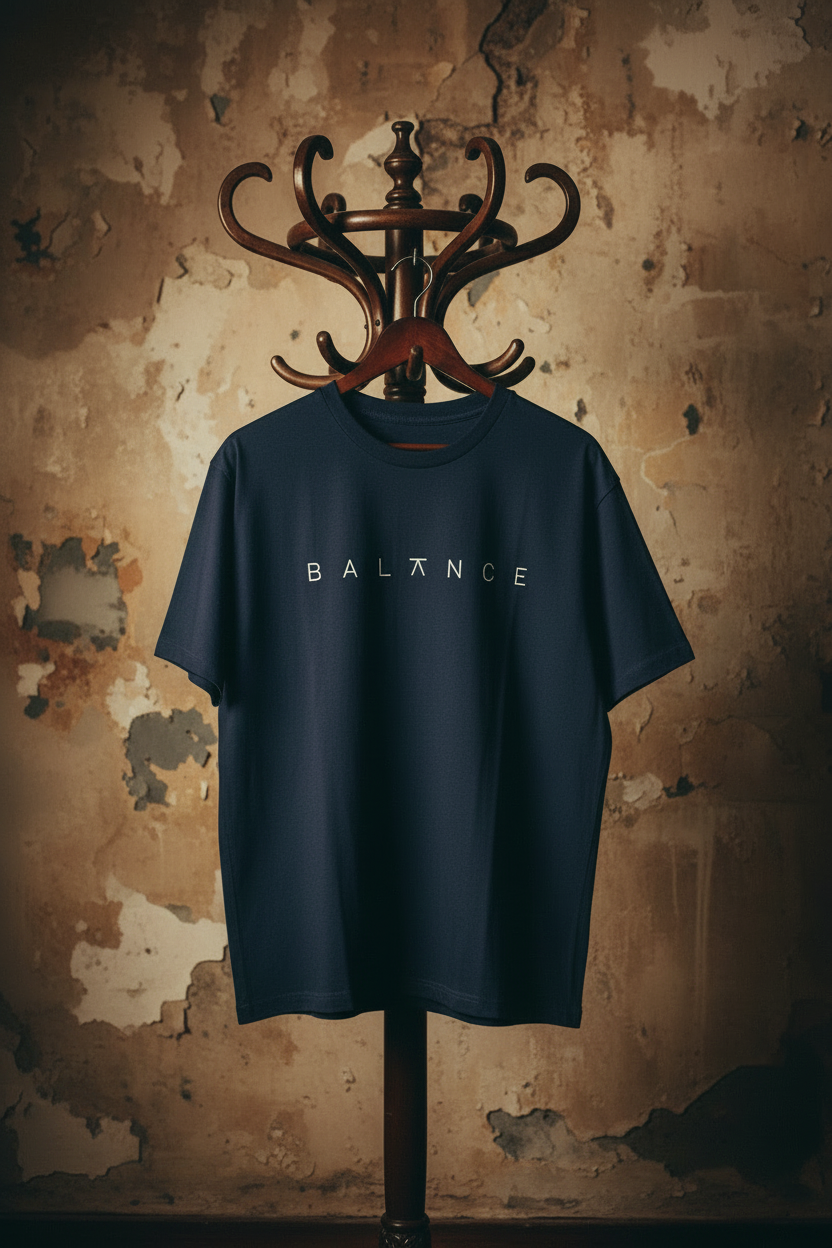 BALANCE mid oversize drop shoulder tee in navy blue