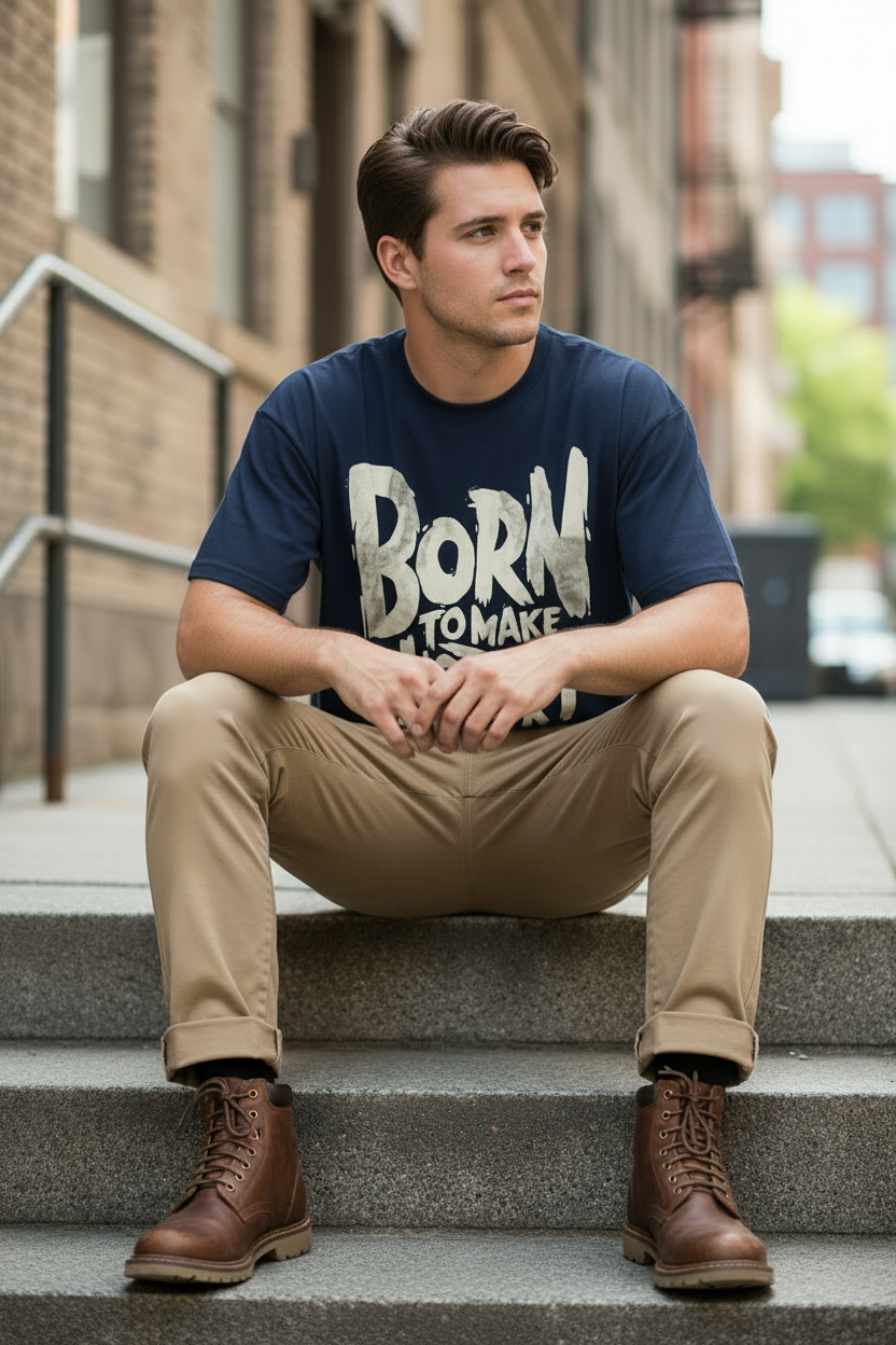 Born To Make History Tee - Navy Blue