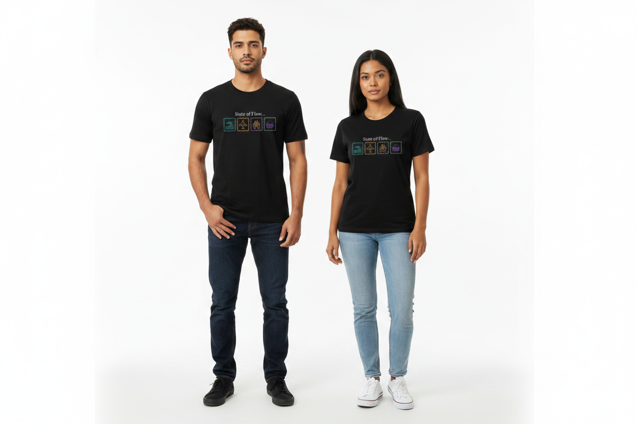 State of Flow Tee - Black - Pakistani Male and Female Models