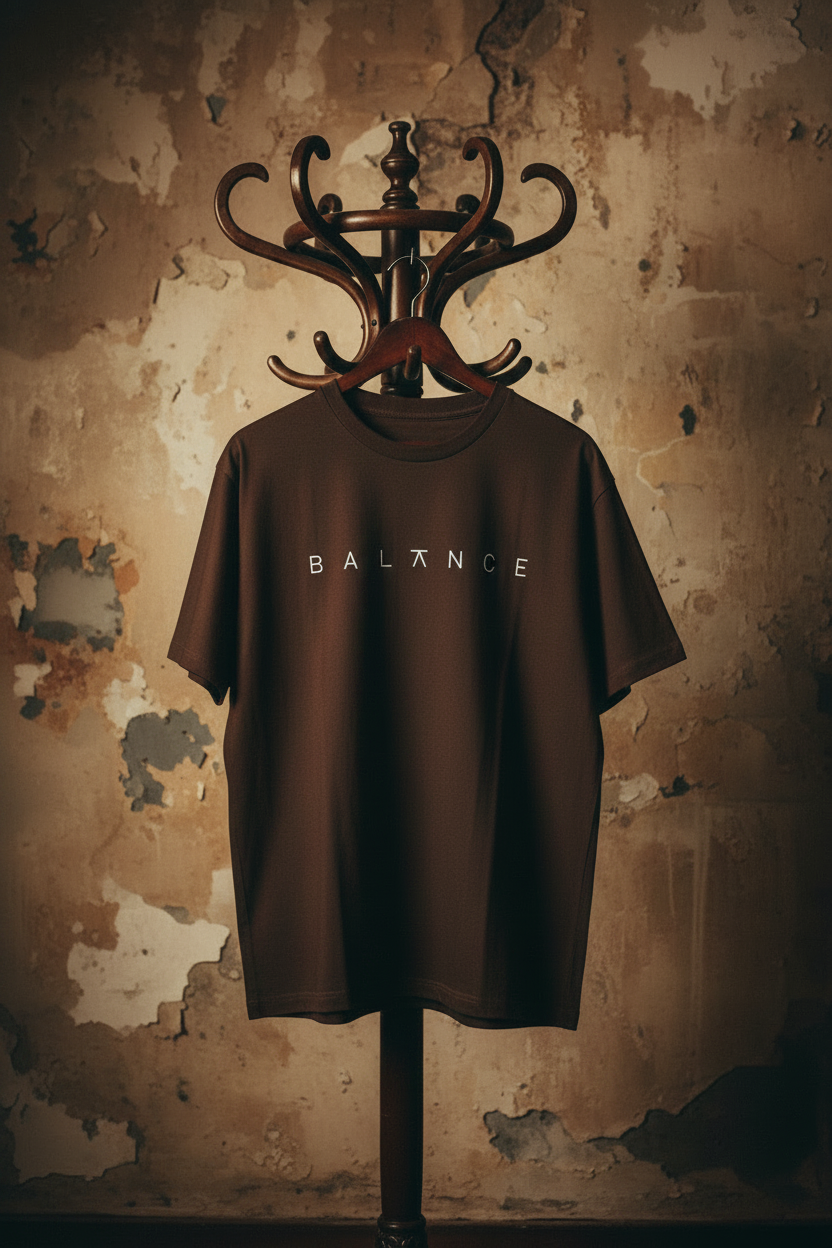 BALANCE mid oversize drop shoulder tee in dark coffee brown