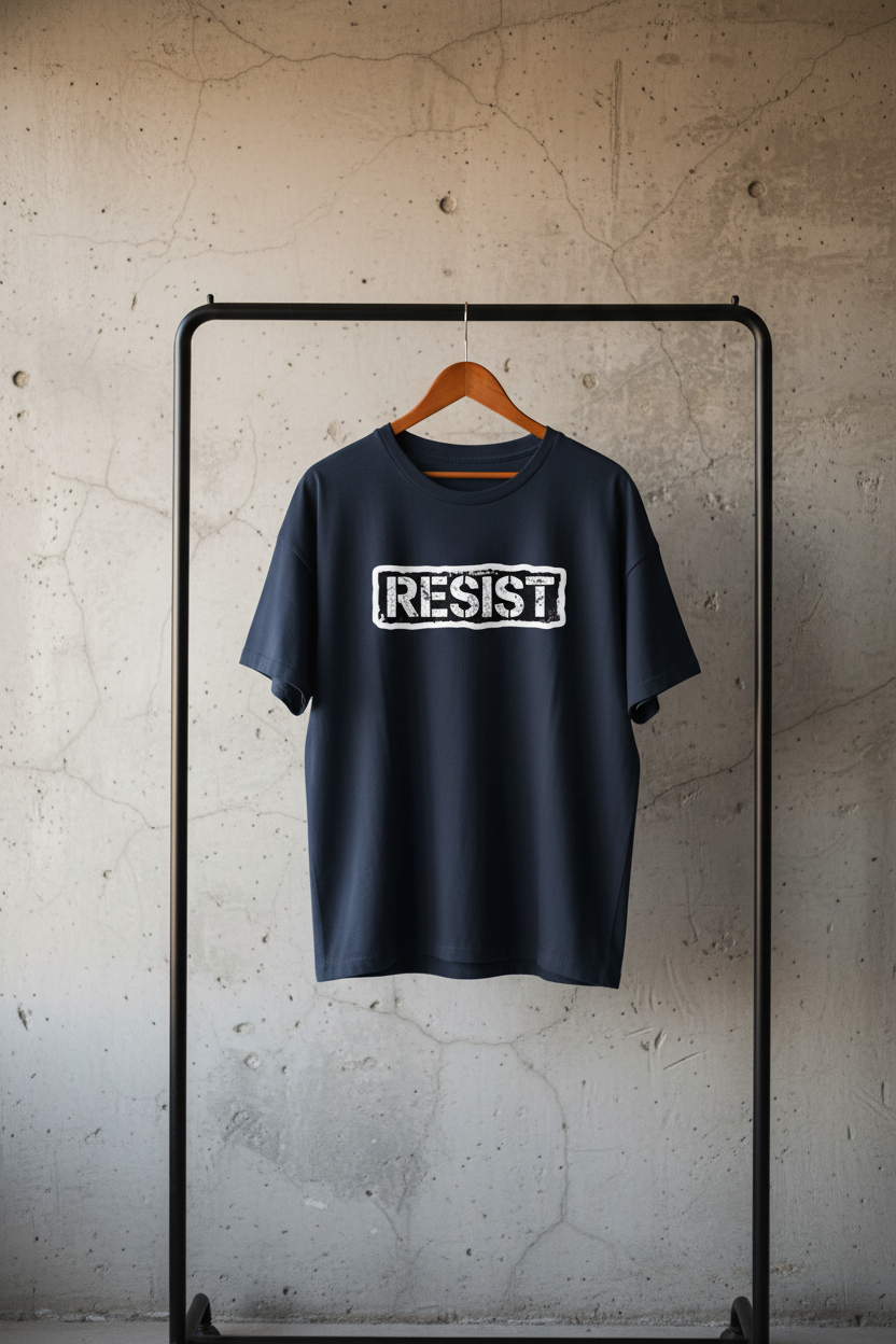 RESIST Graphic Tee - Navy Blue - Hanger Shot