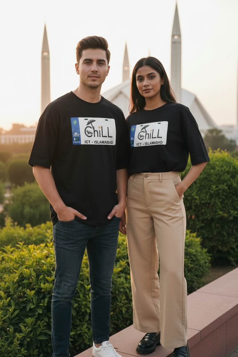 ChiLL Plate Tee Black — Faisal Mosque Islamabad