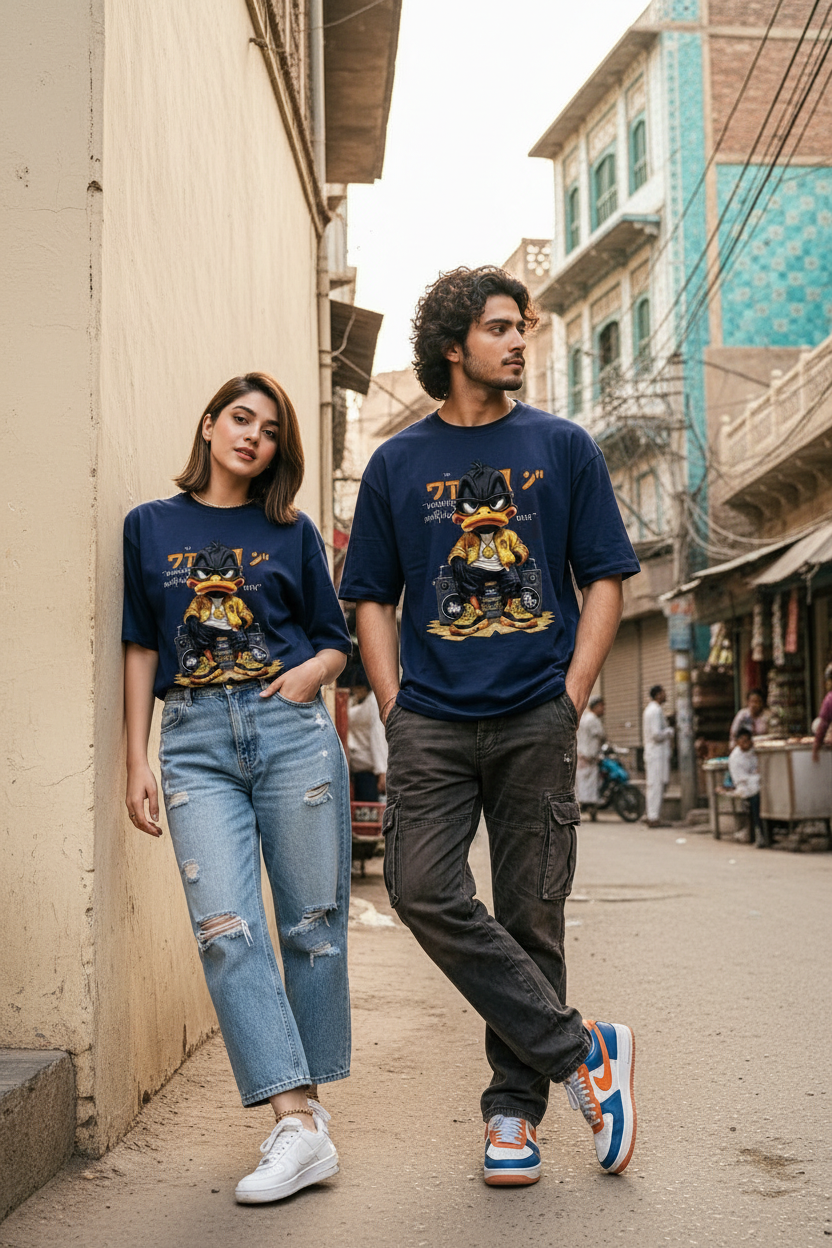 Navy Blue Duck Streetwear Tee - Hussain Agahi Bazaar Multan