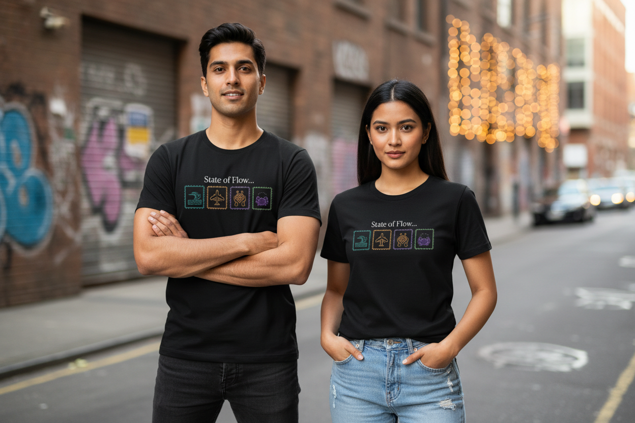 State of Flow Tee - Black - Urban Street Background