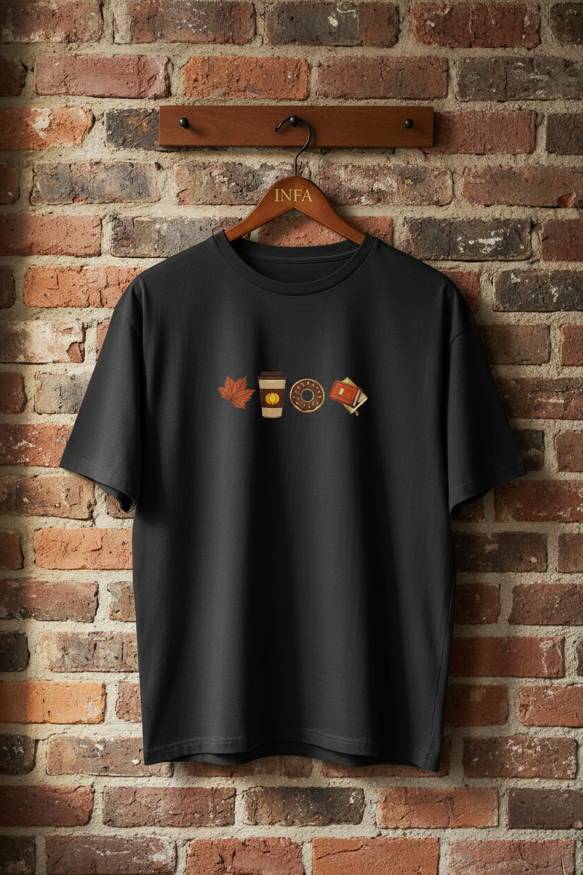 INFA Black Tee on Brick Wall