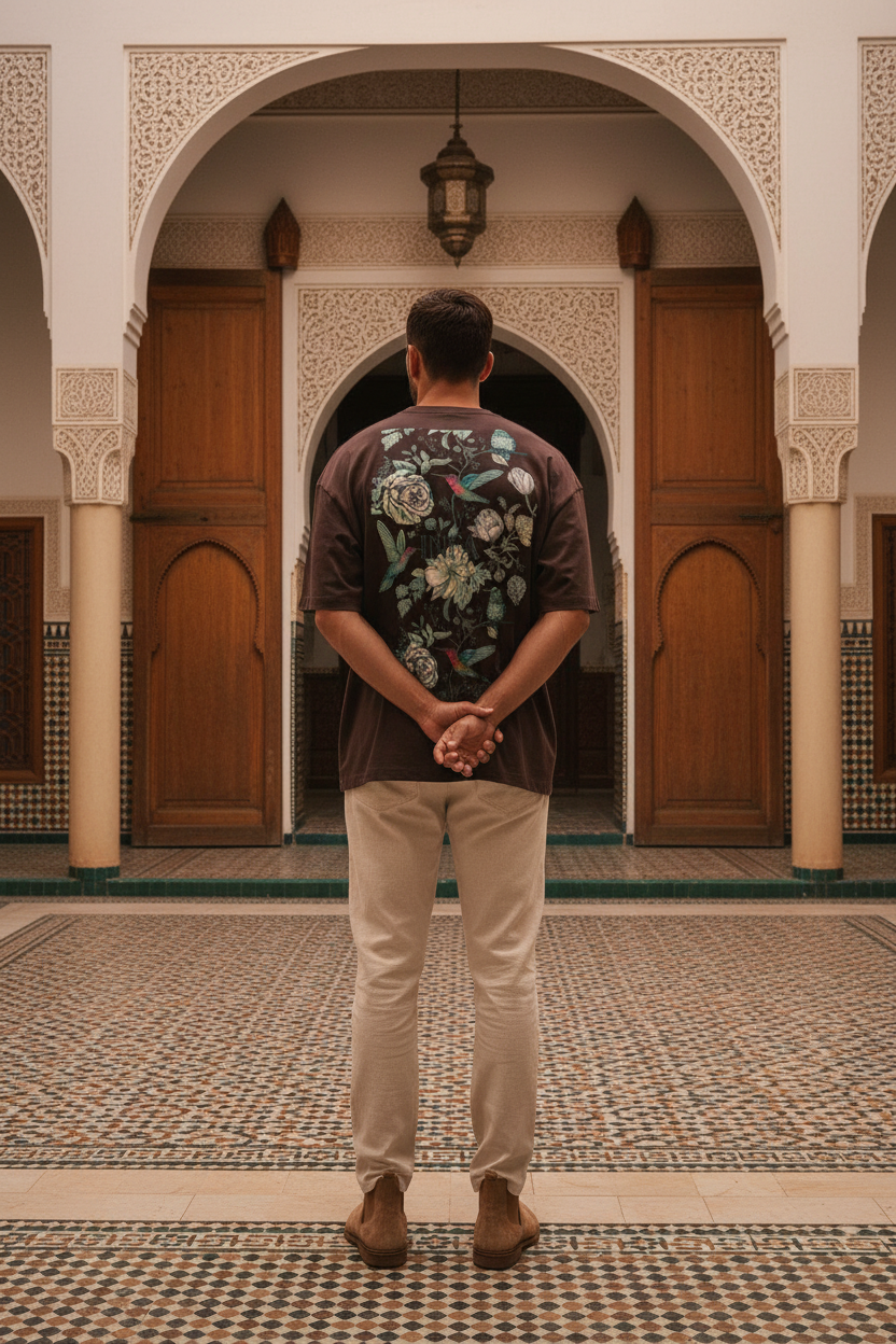 INFA Botanical - Dark Coffee Brown Drop Shoulder