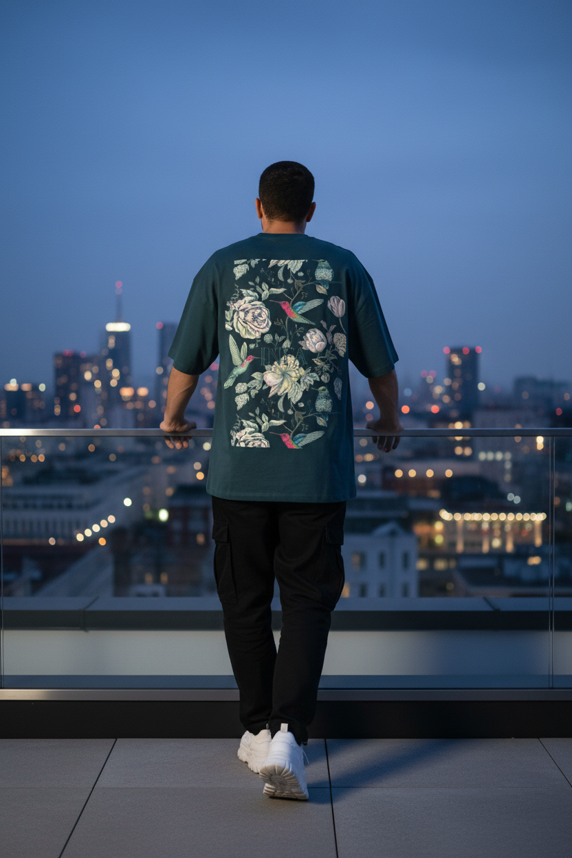 INFA Botanical - Dark Teal Drop Shoulder
