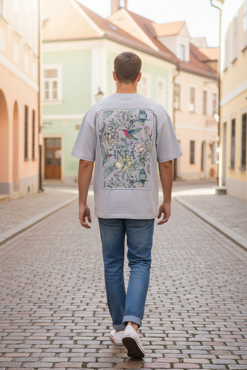 INFA Botanical - Light Grey Drop Shoulder - A3 Print