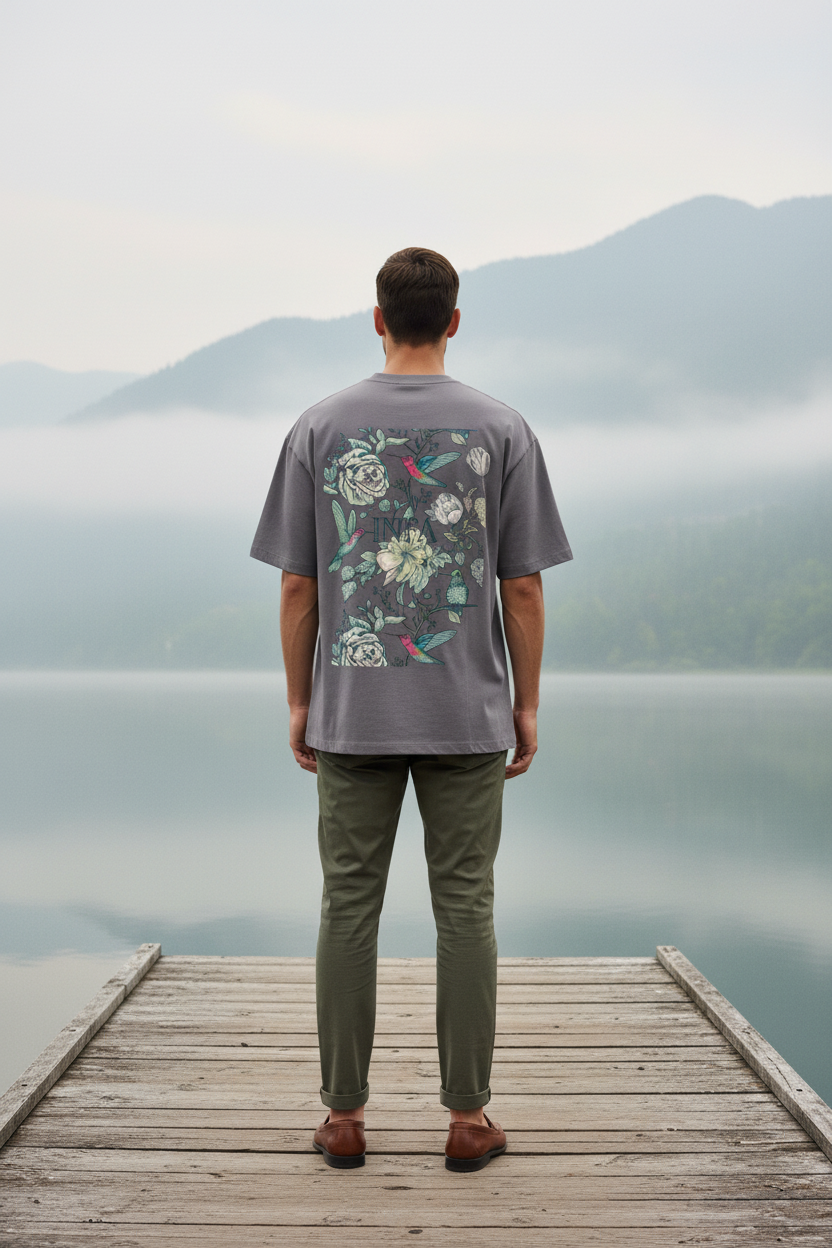INFA Botanical - Medium Grey Drop Shoulder