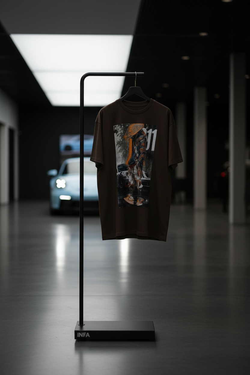 INFA Shirt on Hanger in Porsche Showroom