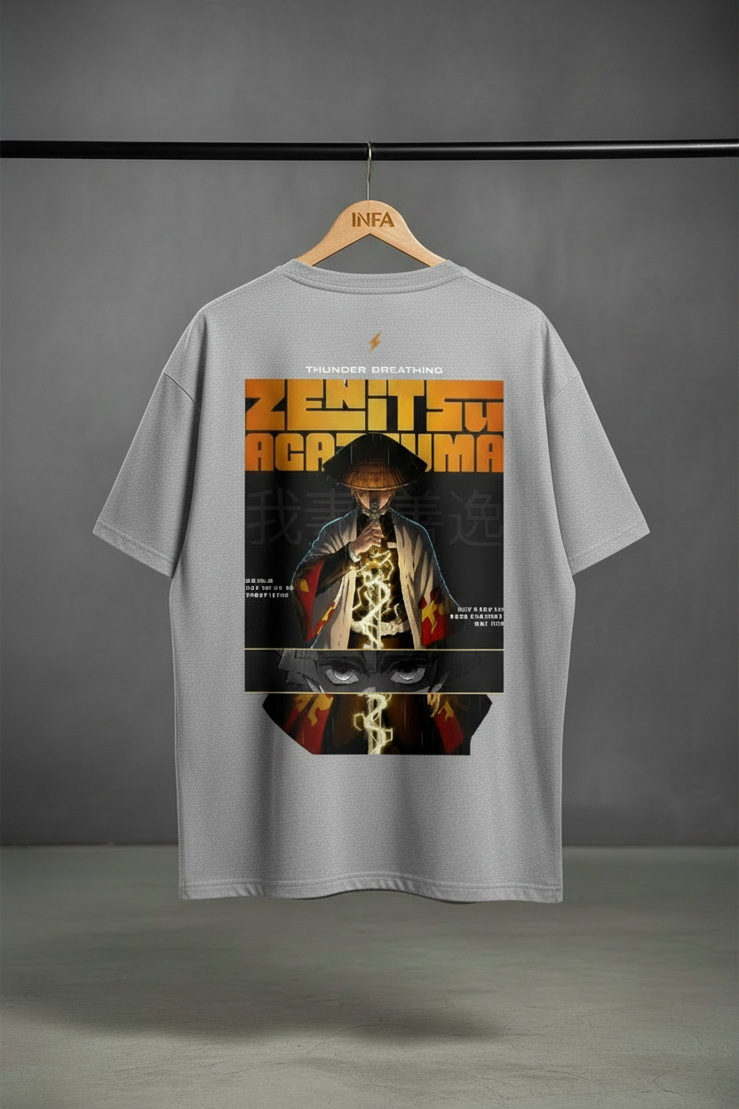 Zenitsu Agatsuma Graphic Tee | Mid-Oversized Drop-Shoulder T-Shirt
