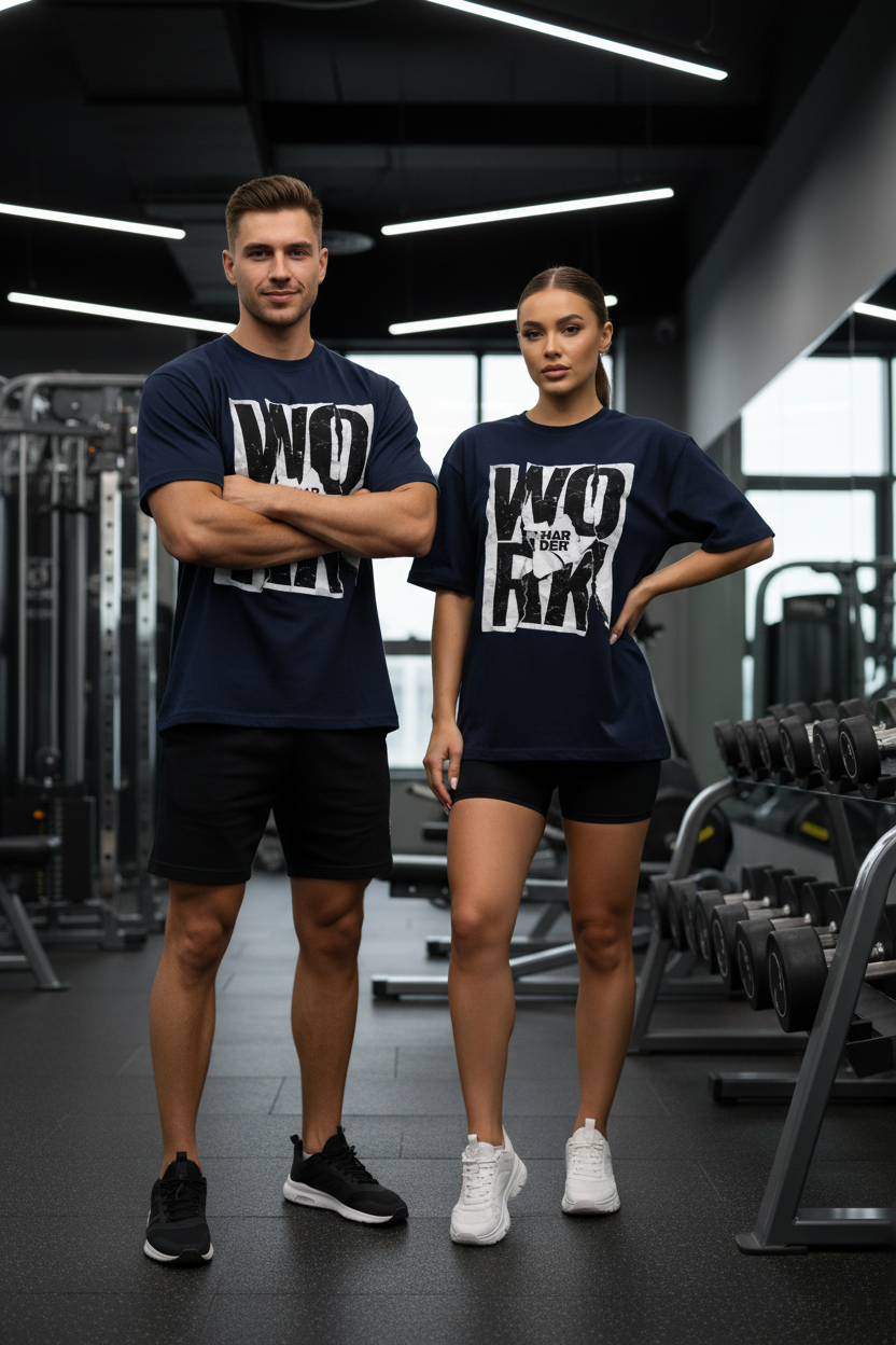 Navy Blue - Couple Gym Shot