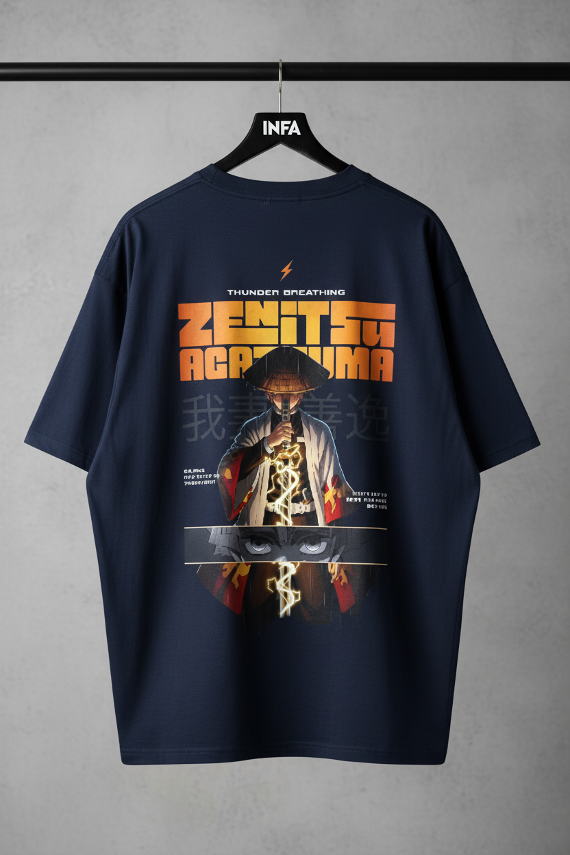 Zenitsu Agatsuma Graphic Tee | Mid-Oversized Drop-Shoulder T-Shirt