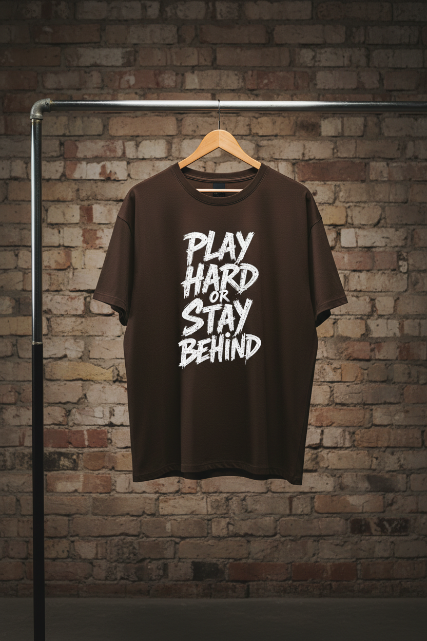 Play Hard or Stay Behind – Women's Dropshoulder Mid oversize Graphic Tee