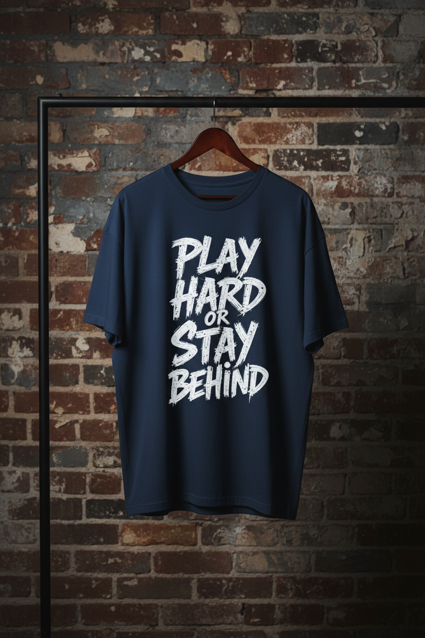 Play Hard or Stay Behind – Women's Dropshoulder Mid oversize Graphic Tee