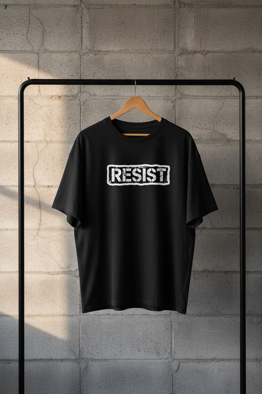 RESIST Black Mid Oversized Drop Shoulder T-Shirt