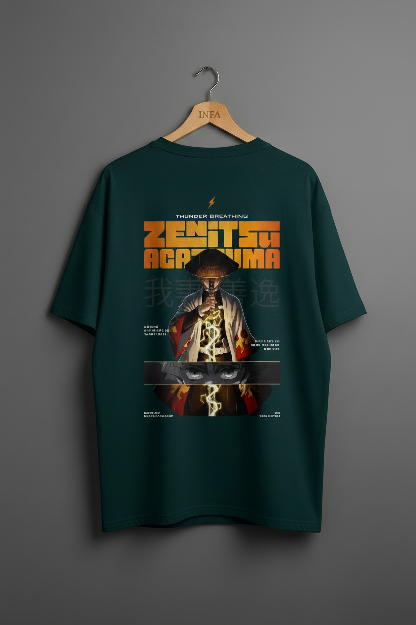 Zenitsu Agatsuma Graphic Tee | Mid-Oversized Drop-Shoulder T-Shirt